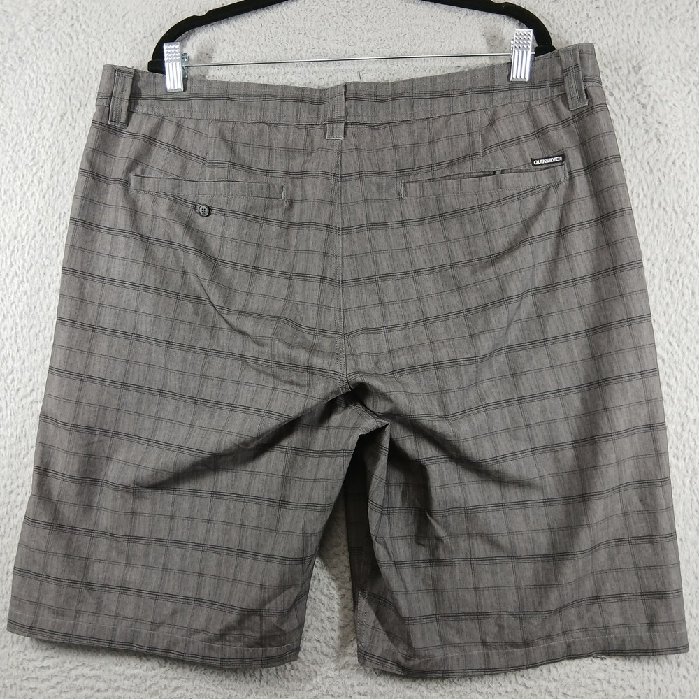 Quiksilver Amphibians Hybrid Shorts Plaid Boardshorts Stretch Grey Size 38 - Picture 3 of 11